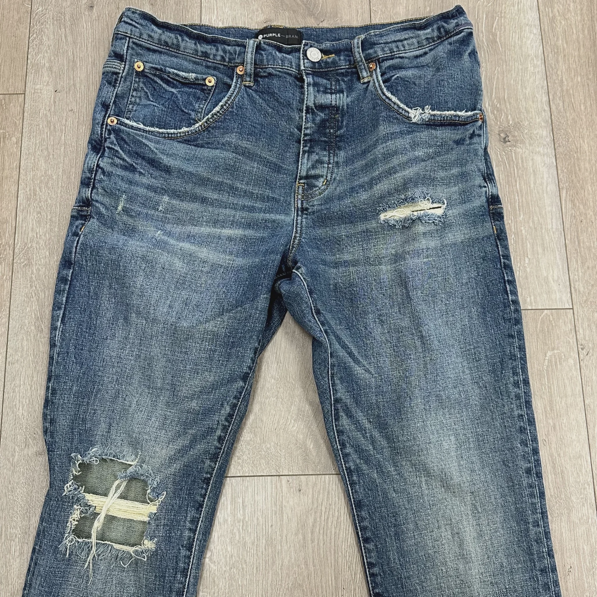 Purple Brand mid-indigo distressed skinny jeans • Pre-Owned [9109] - photo 5