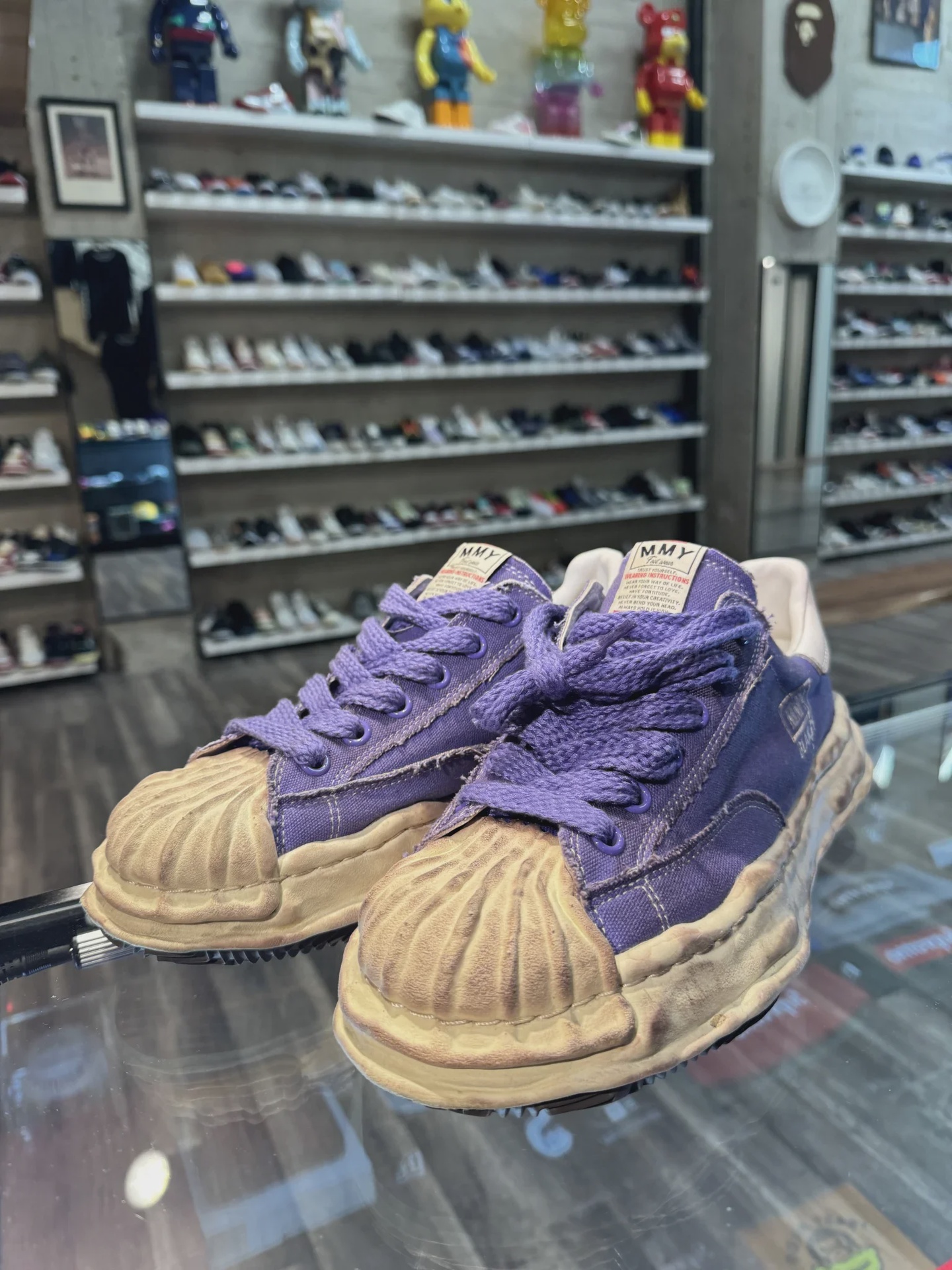 Maison Mihara Yasuhiro Maison Mihara Yasuhiro Blakey OG Sole Purple Canvas Distressed Sneaker (No Box) - Size US M 11
