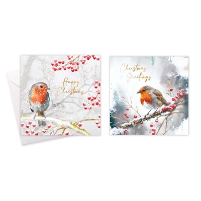 Festive Wonderland 10 Square Christmas Cards (D)
