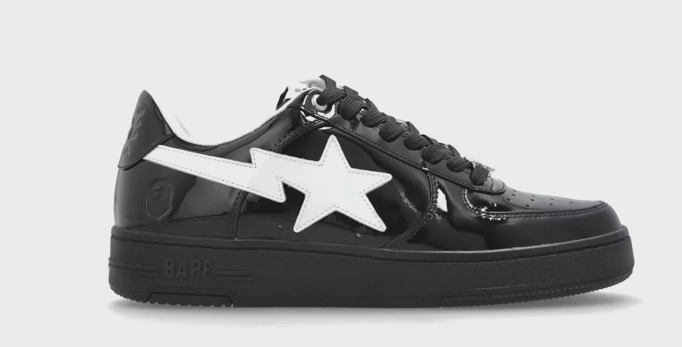 A Bathing Ape Bape Sta #1 Black White Patent Leather • Brand New [9794]