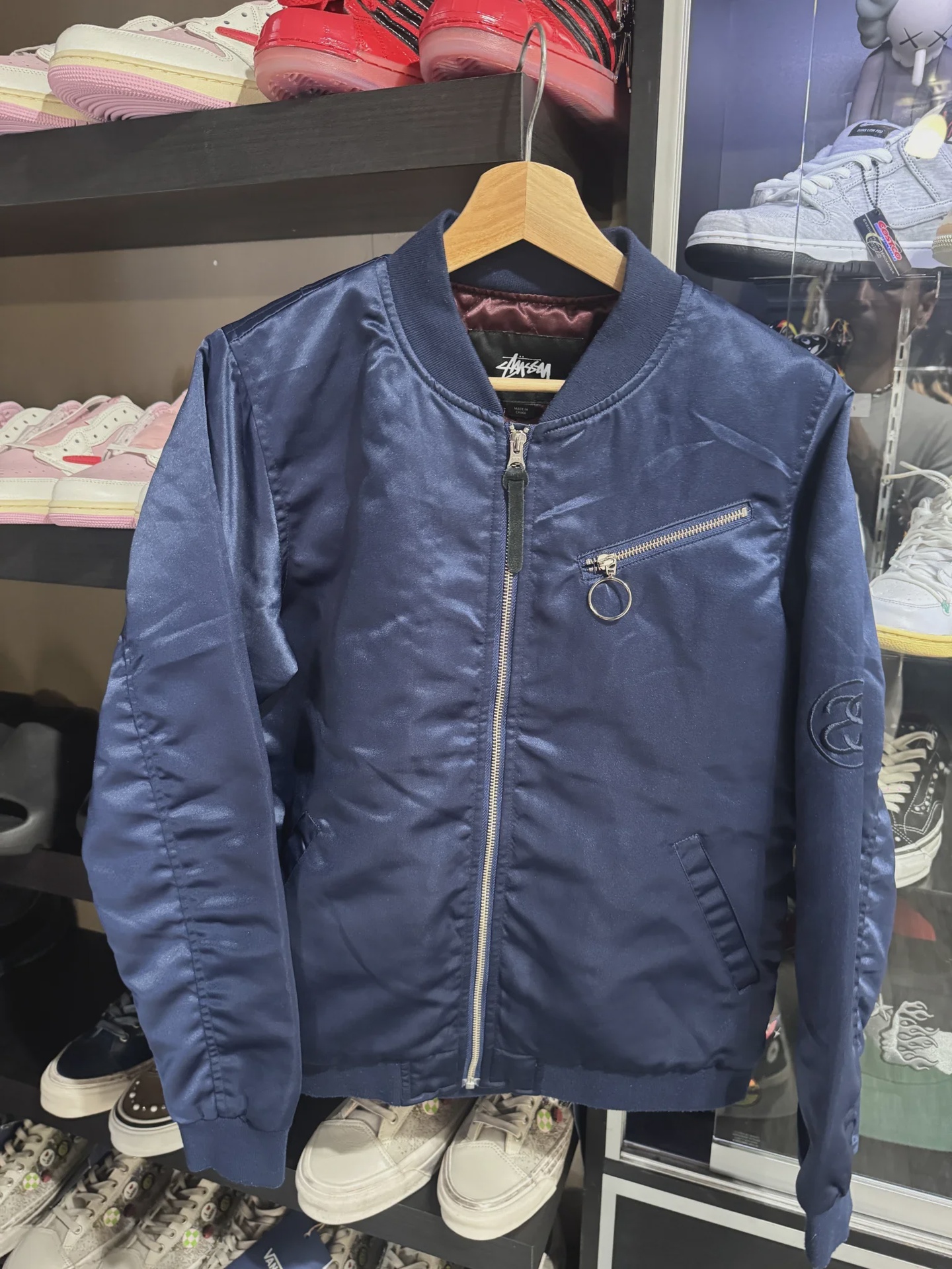 Stussy Stussy Blue Satin Bomber Jacket M - Size M