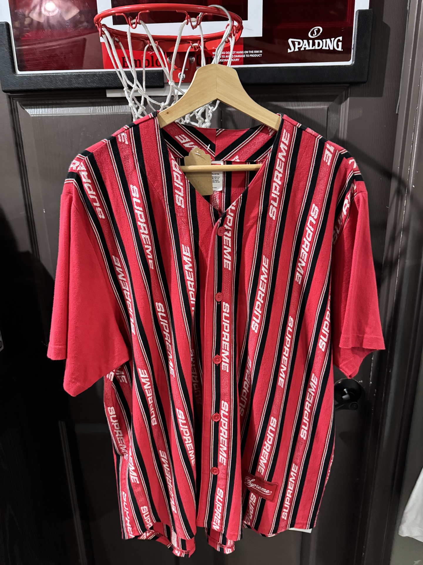 Supreme Jacquard Logo Baseball Jersey Red