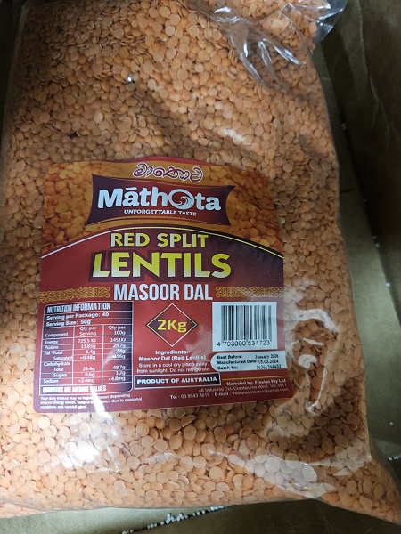 Mathota Red Split Lentils 2kg