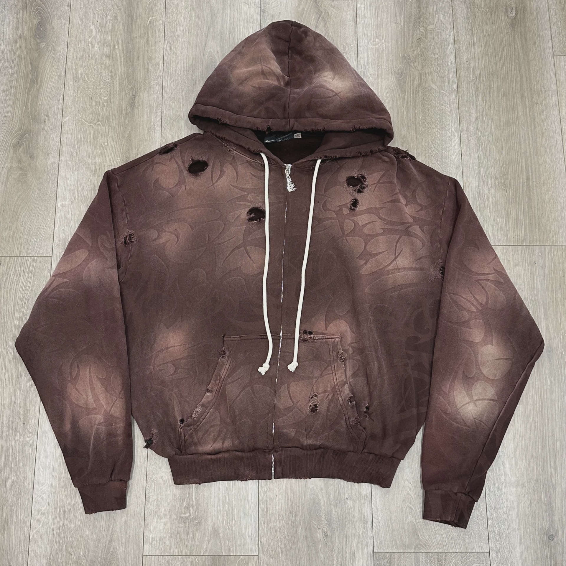 FW25 Hellstar Tribal Zip-Up Hoodie Brown • Pre-Owned [2551]