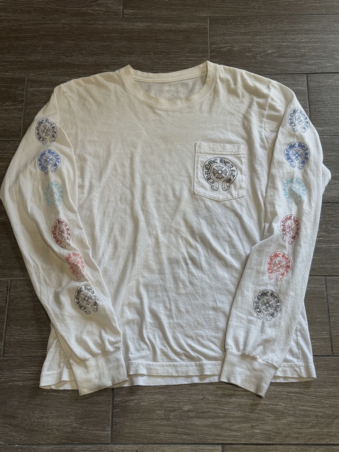 Chrome Hearts Chrome Hearts Multi Color Logo LS White - Size M