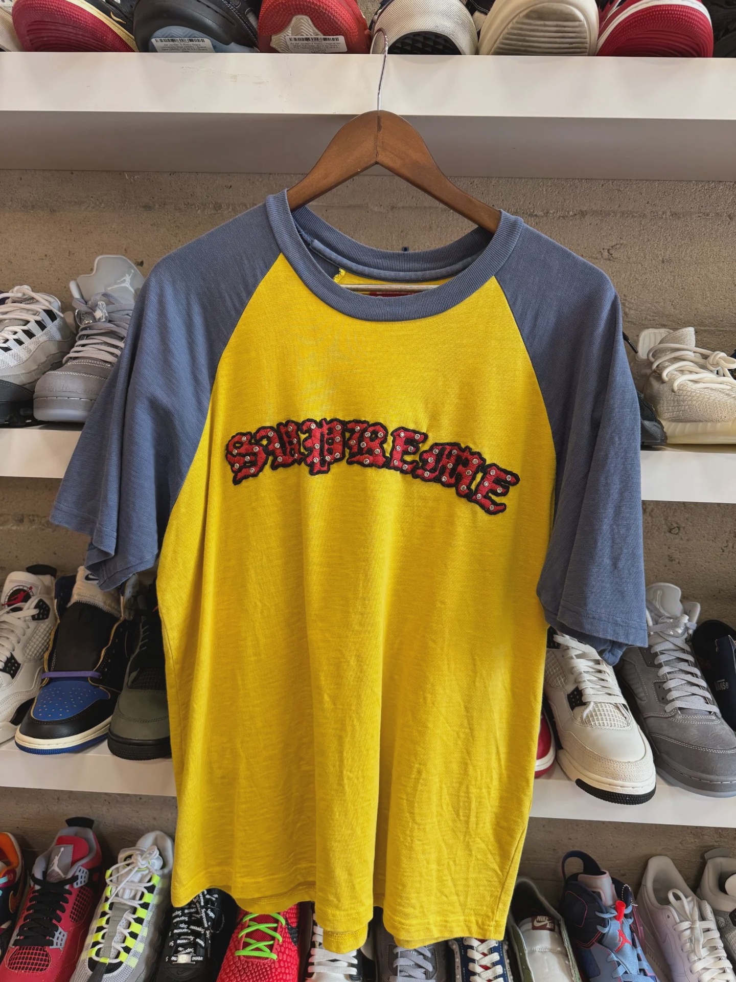 Supreme Supreme Yellow Blue Supreme Stud Tee - Size M