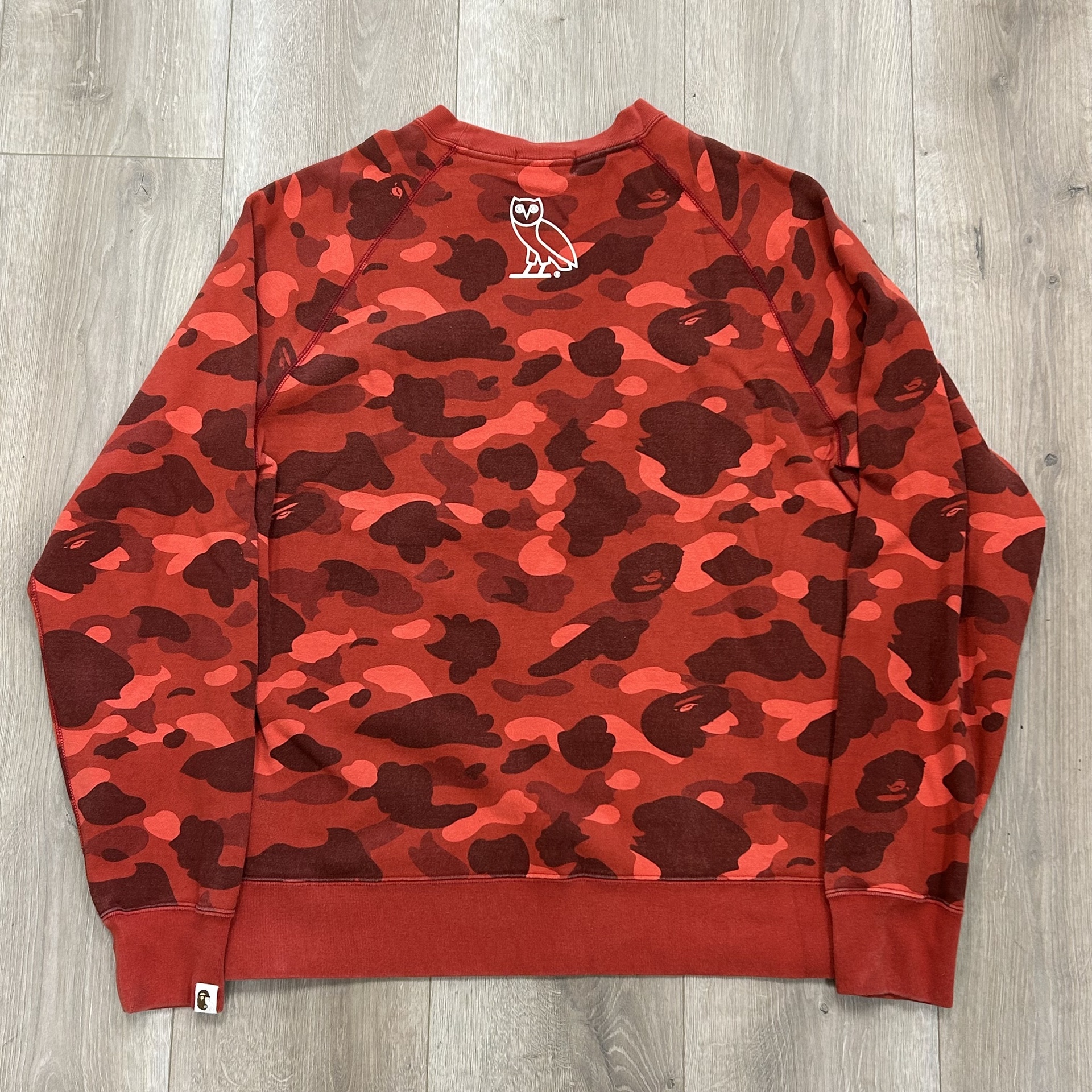 FW20 BAPE x OVO Color Camo Crewneck Red - Pre Owned 3