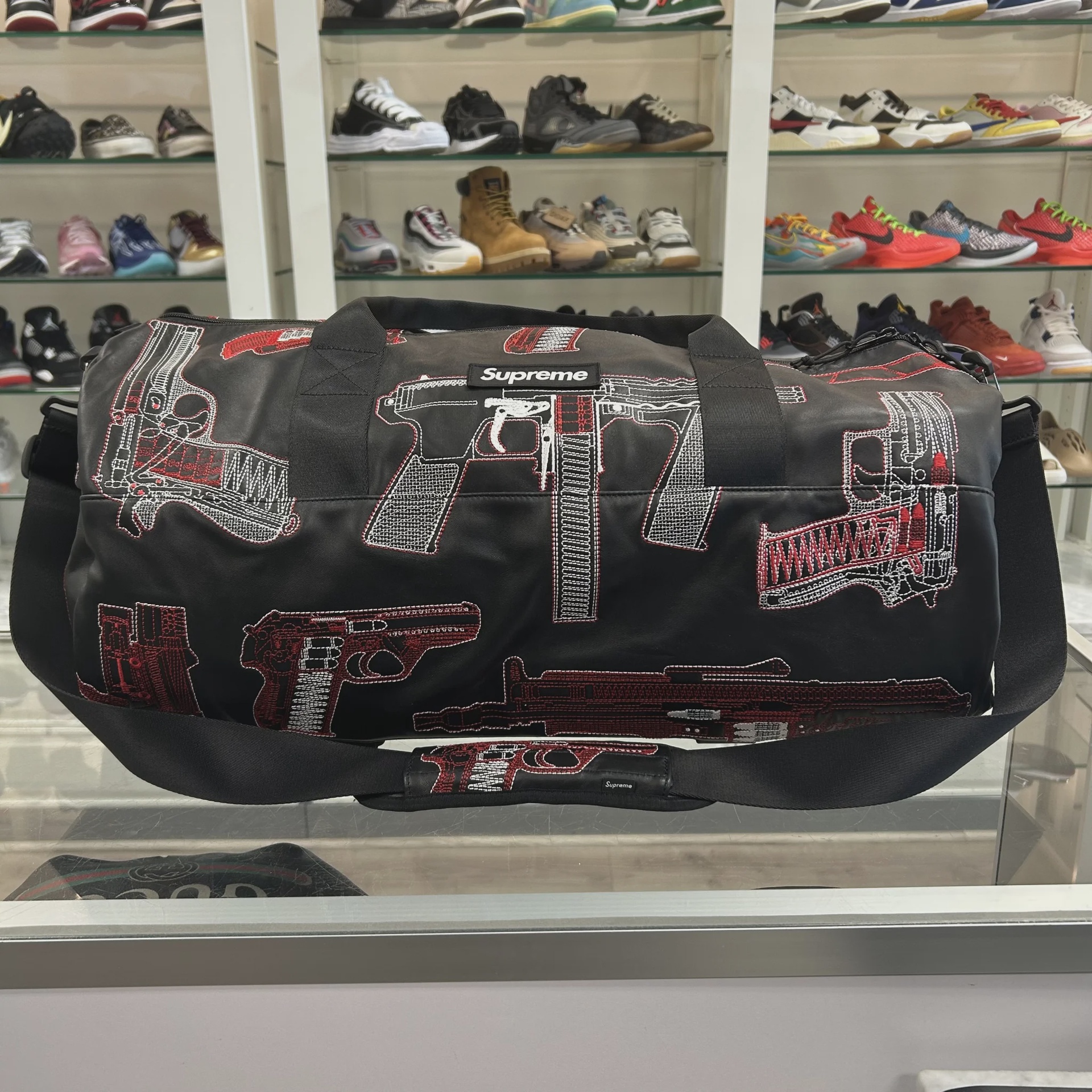 Supreme Guns Embroidered Leather Duffle Bag Black • Pre-Owned [6661] - photo 1