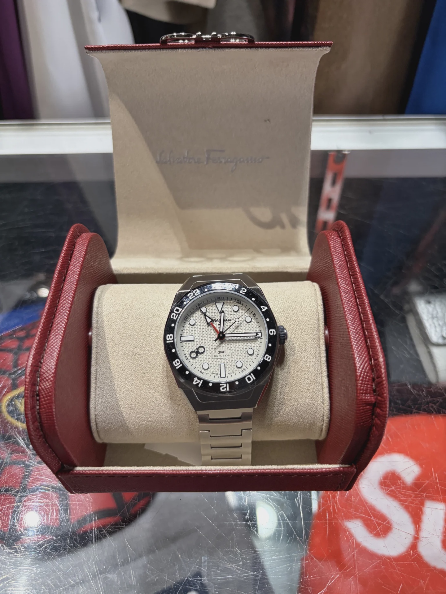 Ferragamo Ferregamo Salvatore Men’s Swiss SLX GMT Stainleess Steel Bracelet Watch - Size One Size
