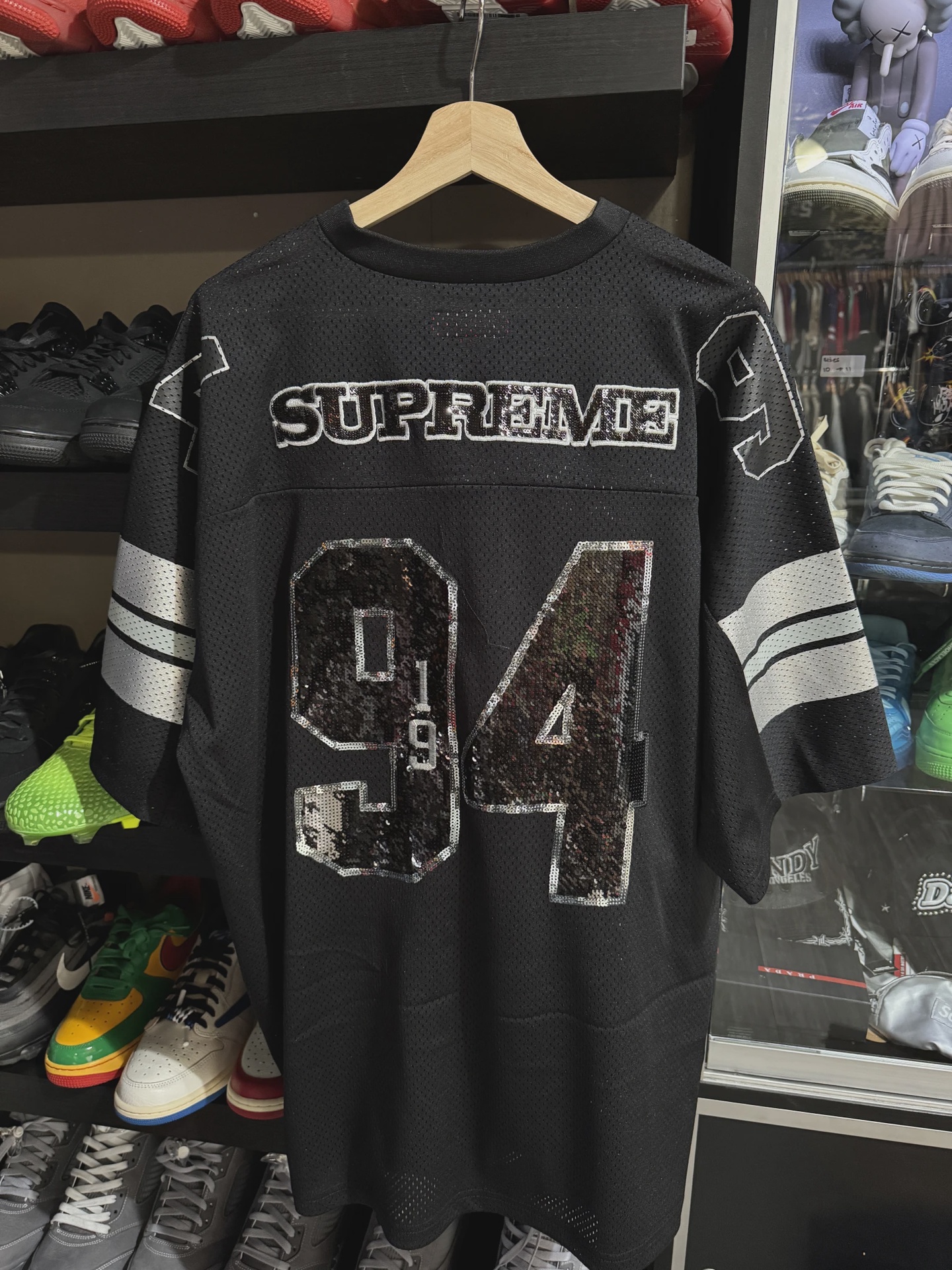 Supreme Sequin Football Jersey Black (Size XL) • Brand New [8900] 2
