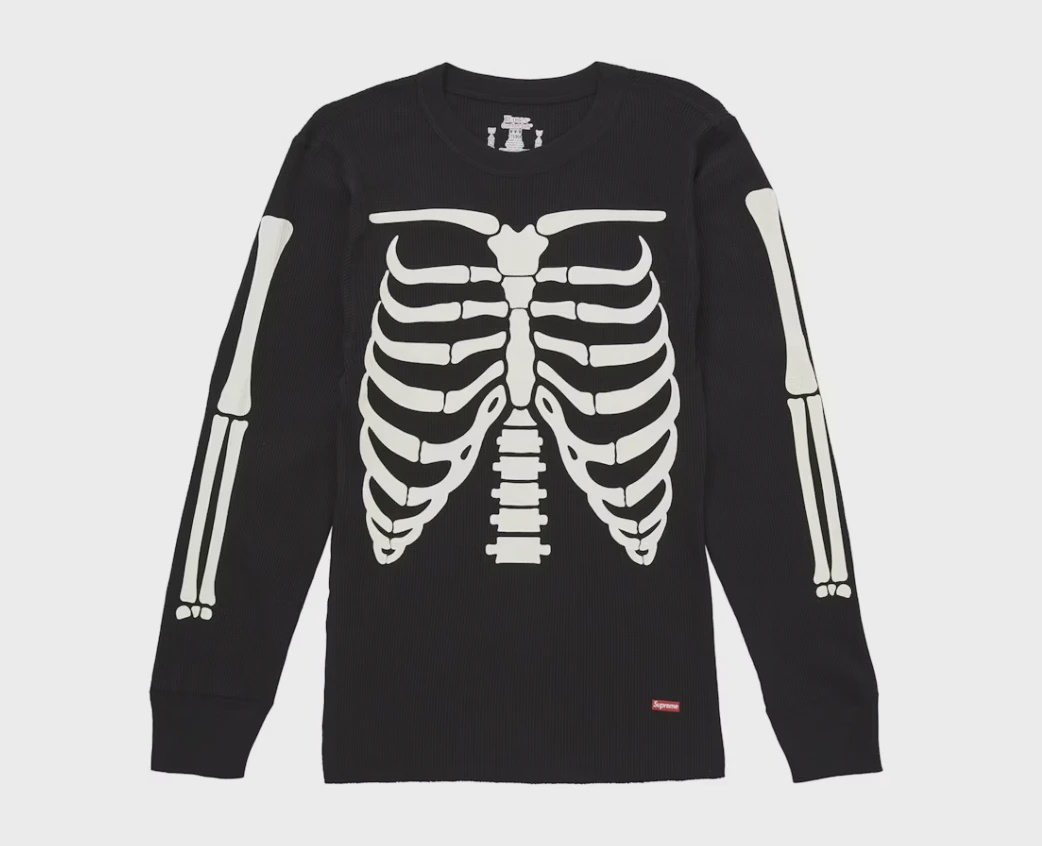 Supreme Hanes Bones Thermal Crew FW25 Black size XL • Brand New [9990]