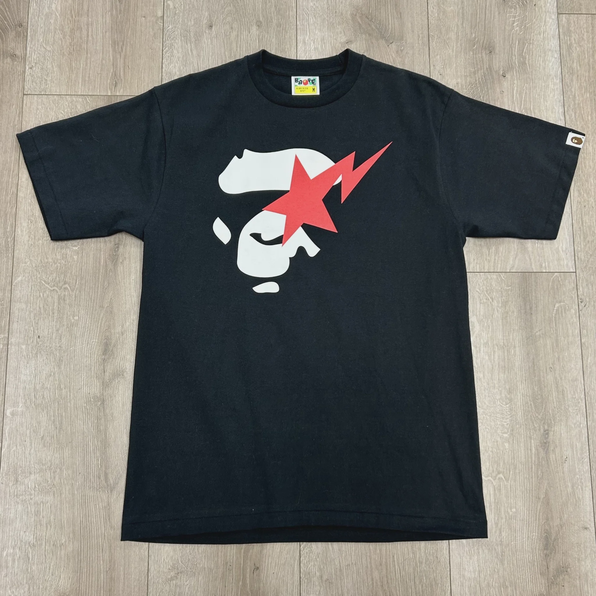 A Bathing Ape BAPE Ape Face On Bapesta Tee Black - Size M