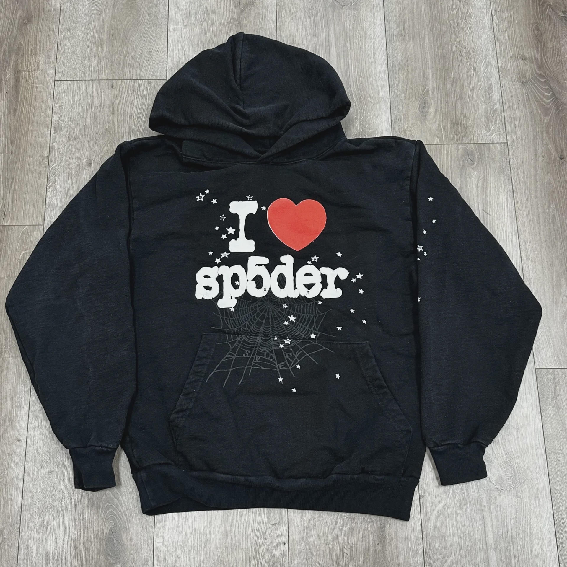 Sp5der Sp5der I Heart SP5 Souvenir Hoodie Black - Size M