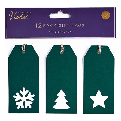 Violet 12 Die Cut Kraft Gift Tags