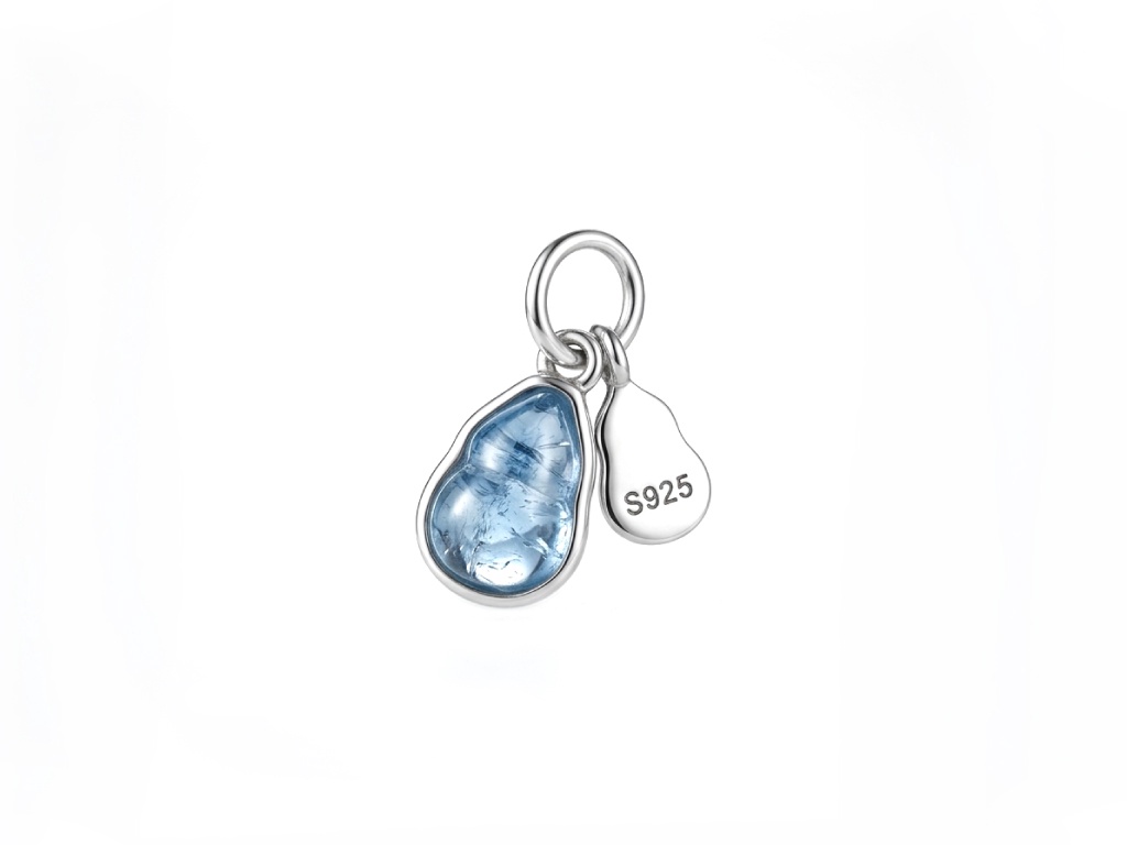 Aquamarine Silver Gourd Charm