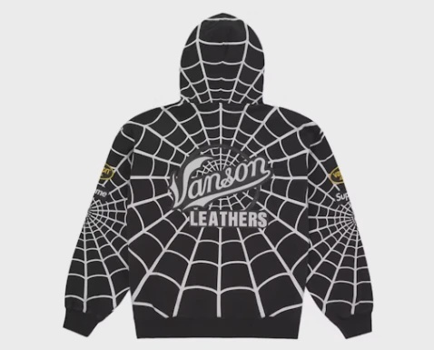 Supreme Vanson Leathers Spider-Man Zip Up Hooded Sweatshirt Black • Brand New [4051] 2