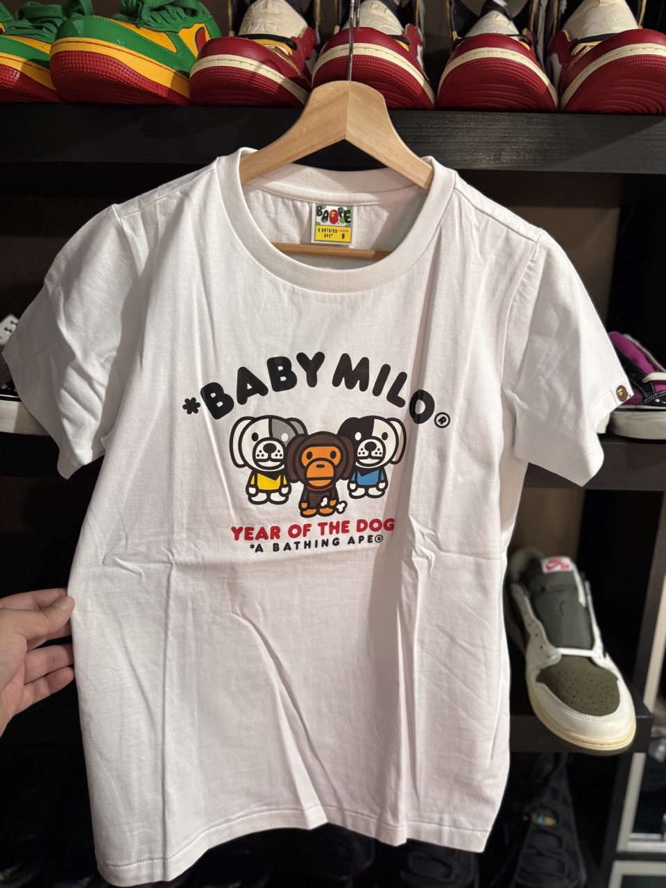 A BATHING APE MEN’S YEAR OF THE DOG BABY MILO TEE WHITE • Brand New [8692]