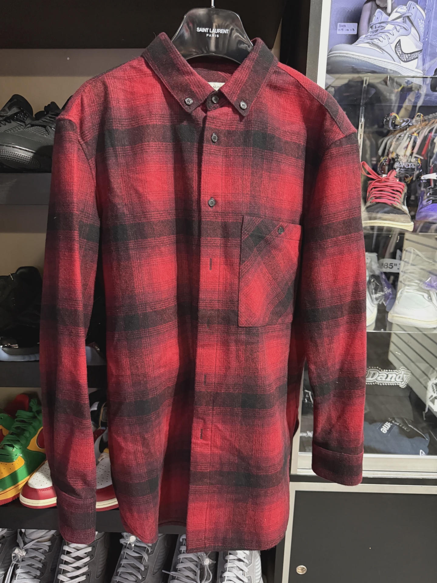 Saint Laurent Red Plaid Wool Shirt • Pre-Owned [7482]