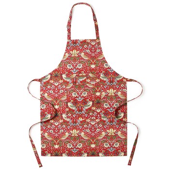 WILLIAM MORRIS RED STRAWBERRY THIEF APRON