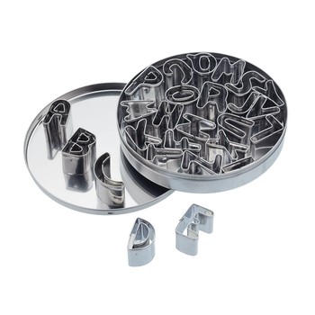 ALPHABET CUTTER SET IN METAL TIN