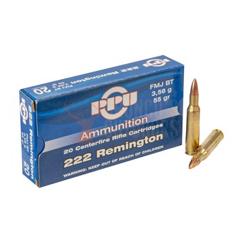 PPU Rifle line ammunition .222 FMJ 55gr