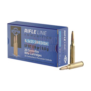 PPU Rifle line ammunition 6.5x55 Swede SP BT 139gr