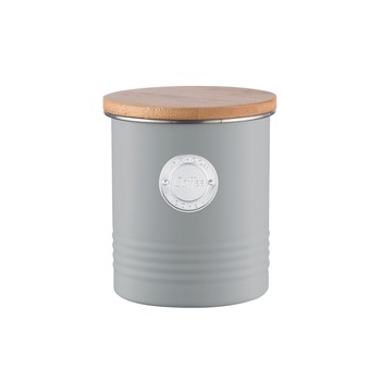 GREY COFFEE CANISTER WITH BAMBOO LID