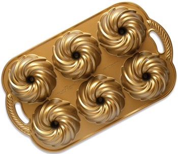 NORDIC WARE SWIRL BUNDTLETTE PAN - GOLD