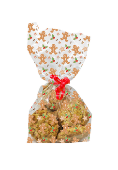 CELLOPHANE GIFT BAGS -  GINGERBREAD FRIENDS - PACK OF 20