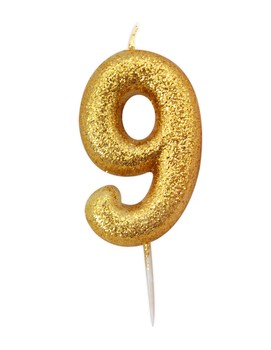 GOLD GLITTER AGE 9 CANDLE