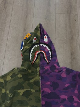 BAPE Color Camo Shark Full Zip Hoodie Green Purple • Pre-Owned [2903] - view 4