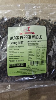 JK Black Pepper Whole 200g