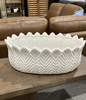 Traditional White Ceramic Planter / Large
