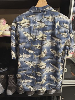 Palm Angels Sharks Bowling Shirt Blue/Black • Pre-Owned [0345] - view 2