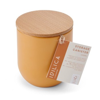 IDILICA SMALL CANISTER  WITH BEECH LID - YELLOW