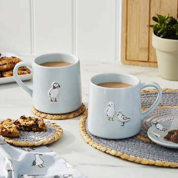 COASTAL BIRDS EMBOSSED CONICAL MUG