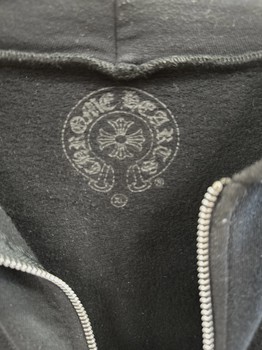 Chrome Hearts Vertical Logo Zip Up Hoodie Black/White • Pre-Owned [9869] - view 2