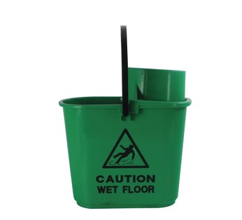 2Work Plastic Mop Bucket with Wringer 15 Litre Green