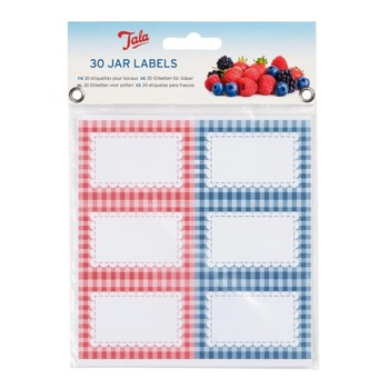 GINGHAM DESIGN JAR LABELS - 30 PACK