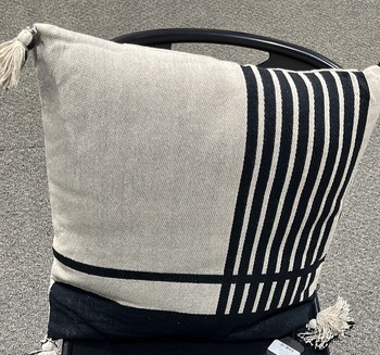 Cotton Pillow - Black/Neutral Tassels