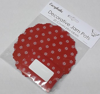 RED SNOWFLAKE JAM JAR COVER KIT- PACK OF 20