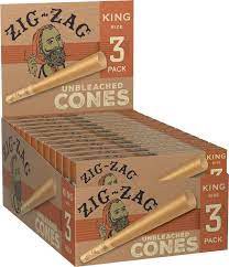 Zig Zag King Size Cones / Unbleached / 3 Pack