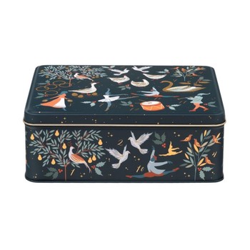 SARA MILLER 12 DAYS OF CHRISTMAS DEEP RECTANGULAR TIN