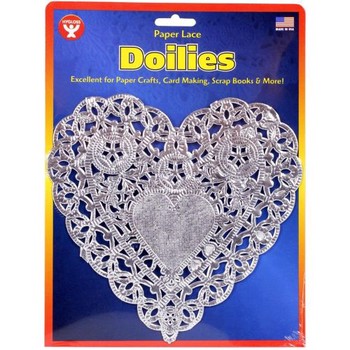 Hygloss Heart Doilies: 18 Gold and Silver, 32 White and Red, 4, 100