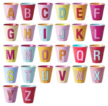 RICE ALPHABET CUPS -  PINKS