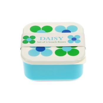 BLUE AND GREEN DAISY SET OF 3 SNACK BOXES