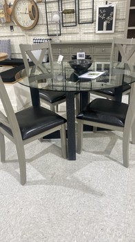 Atlas Glass Top Dining Table with Wood Base by Abbyson