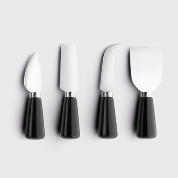 4 PIECE CHEESE KNIFE SET - BLACK HANDLES