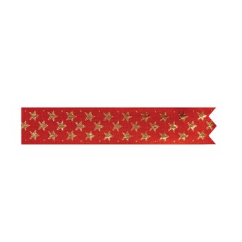 CAKE RIBBON - RED & GOLD SHIMMERING STARS