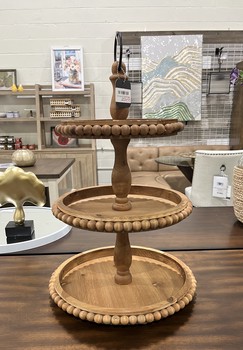 3 Tier Serving Tray with Bead Accent